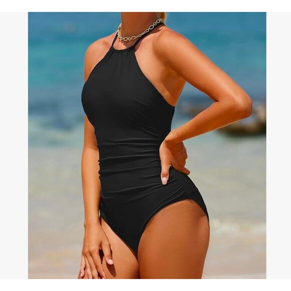Holipick High Neck One Piece Swimsuit Tummy Control Black Size XS New With Tag - Picture 3 of 7